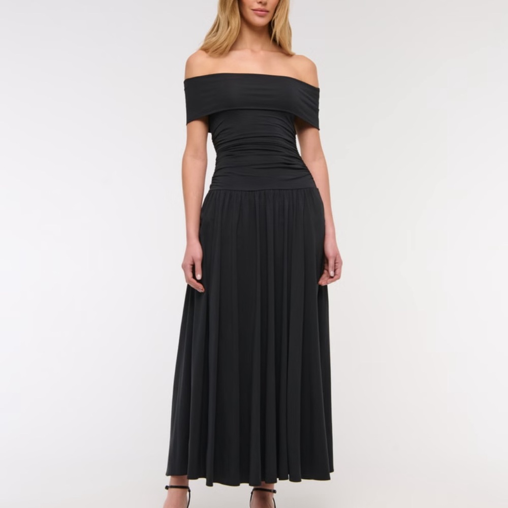 Abercrombie & Fitch Black Ruched Dress